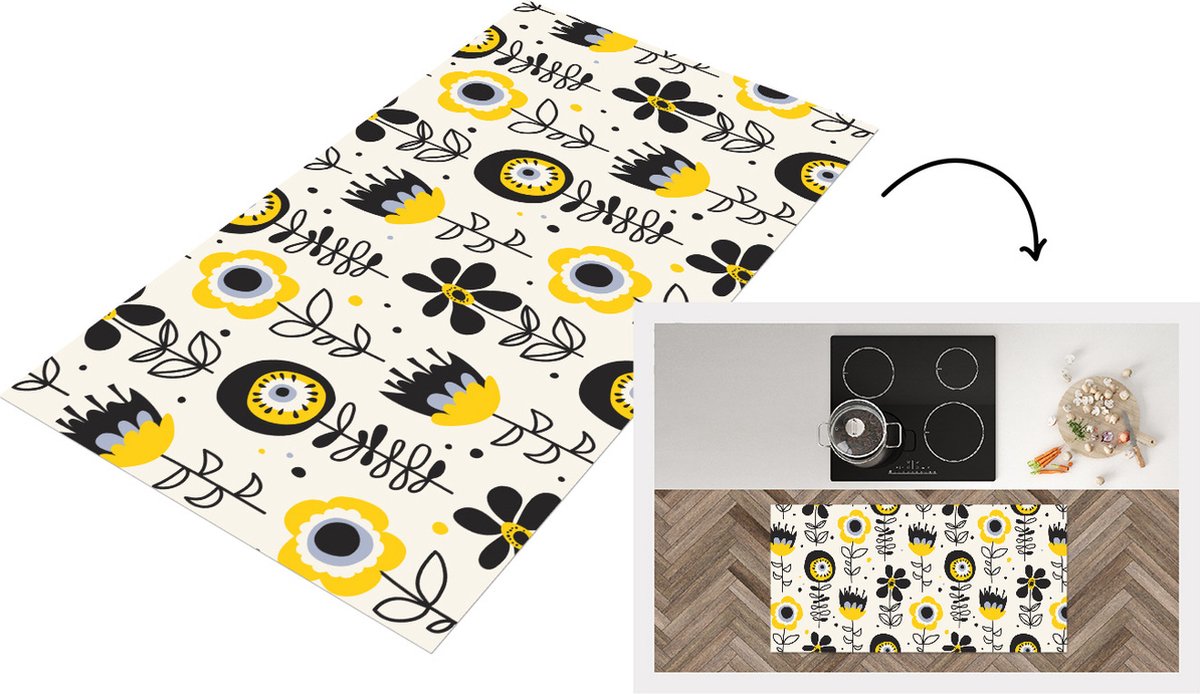 KitchenYeah Keukenloper - Loper keuken - Meiden - Bloemen - Blaadjes - Patronen - 120x60 cm - Keukenloper vinyl Multicolor