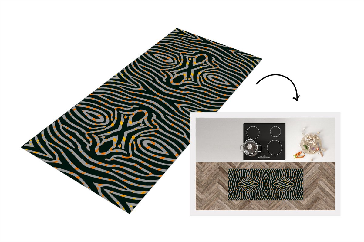 KitchenYeah Keukenloper - Loper keuken - Zebra - Dierenprint - Patronen - 120x50 cm - Keukenloper vinyl Multicolor