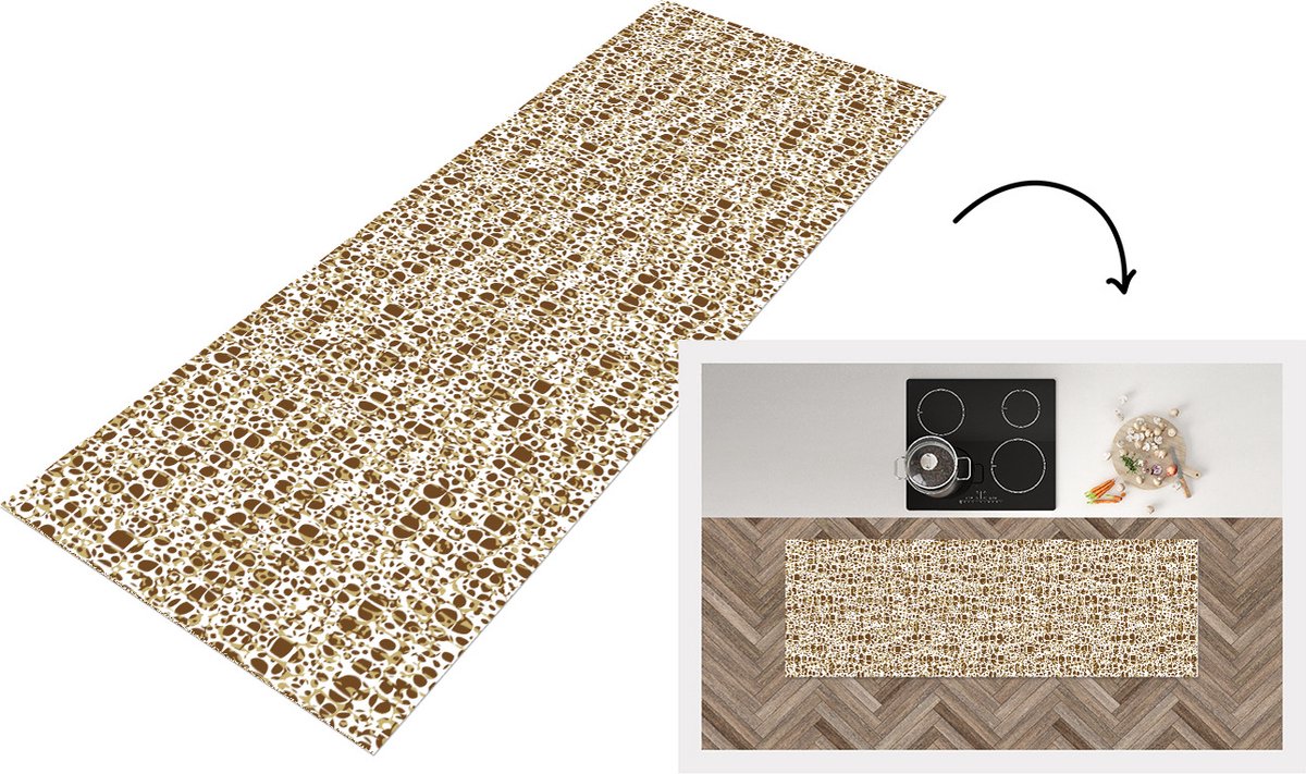 KitchenYeah Keukenloper - Loper keuken - Dierenhuid - Reptielen - Bruin - Patronen - 150x50 cm - Keukenloper vinyl Multicolor