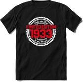 1933 Limited Edition | Feest Kado T-Shirt Heren - Dames | Wit - Rood | Perfect Verjaardag Cadeau Shirt | Grappige Spreuken - Zinnen - Teksten | Maat M