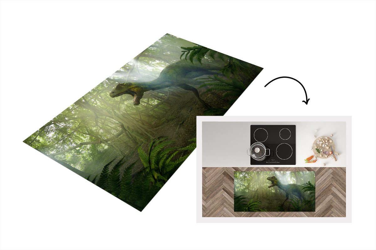 Keukenloper - Loper keuken - Dinosaurus - Jungle - Planten - 120x60 cm - Keukenloper vinyl