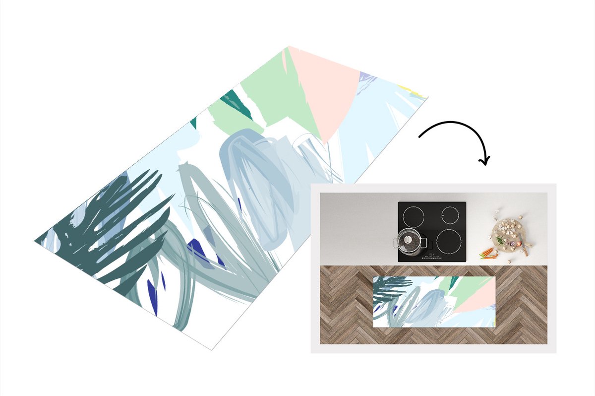 KitchenYeah Keukenloper - Loper keuken - Zomer - Abstract - Vlek - 120x50 cm - Keukenloper vinyl Multicolor