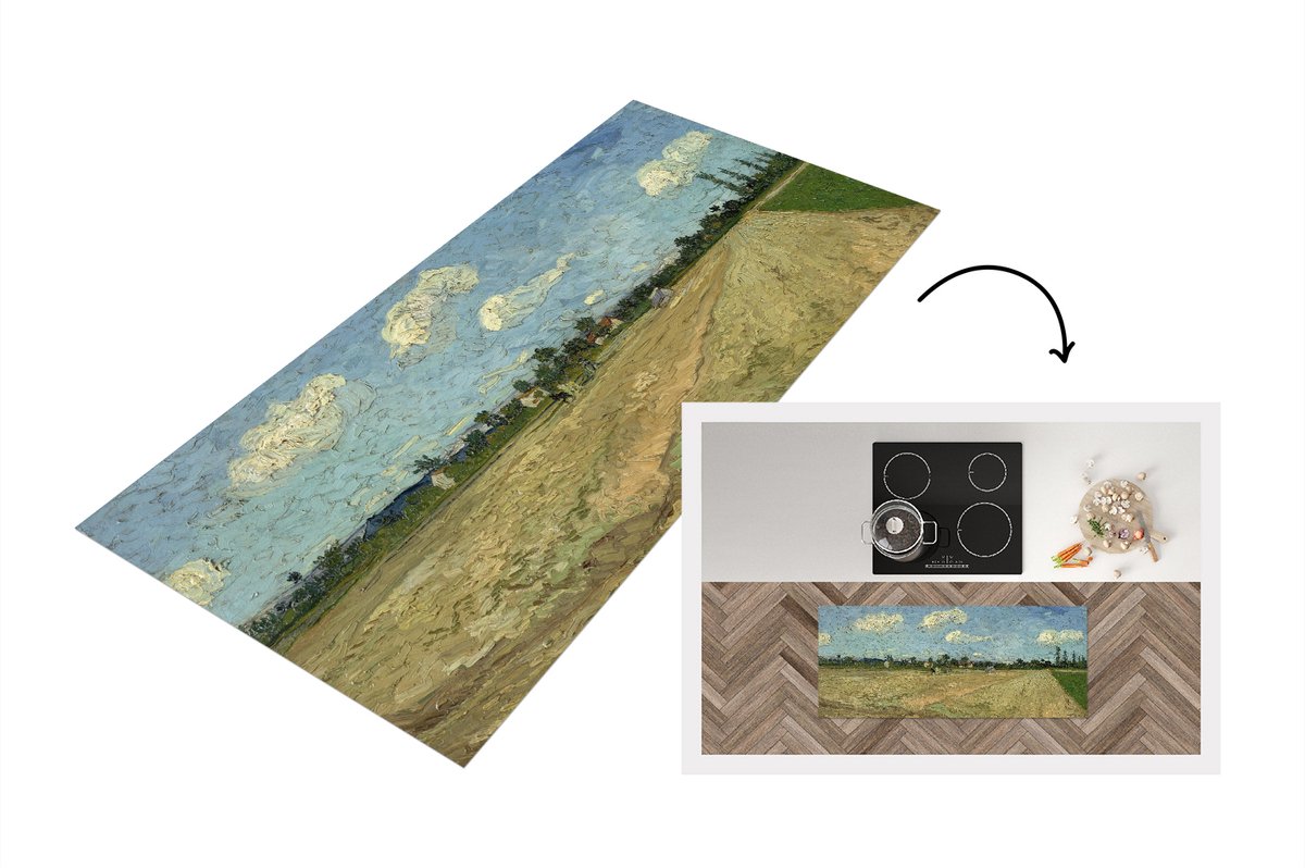 KitchenYeah Keukenloper - Loper keuken - Geploegde akkers - Vincent van Gogh - Keukenloper vinyl Multicolor