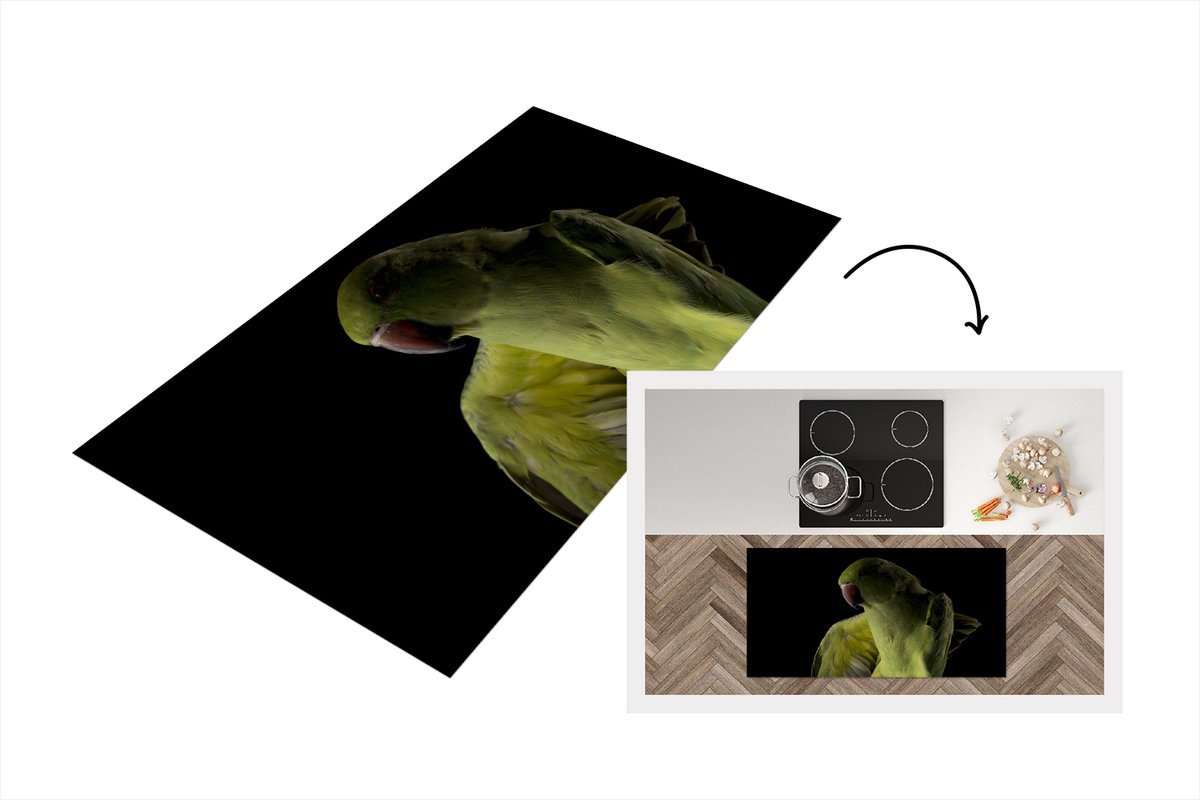 KitchenYeah Keukenloper - Loper keuken - Papegaai - Vogel - Tak - 120x60 cm - Keukenloper vinyl Multicolor