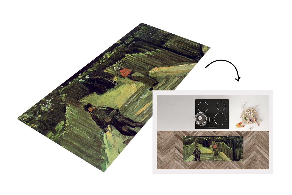 KitchenYeah Keukenloper - Loper keuken - Hellend pad in Montmartre - Vincent van Gogh - 120x50 cm - Keukenloper vinyl Multicolor
