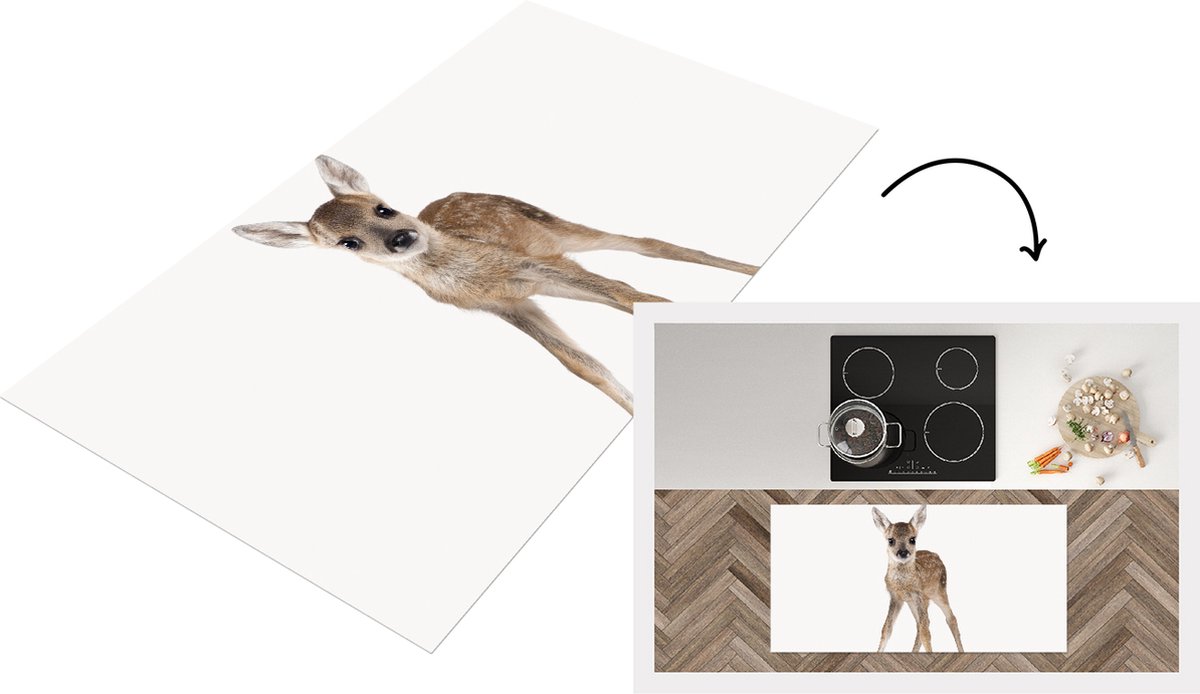 KitchenYeah Keukenloper - Loper keuken - Babykamer - Hertje - Bambi - baby hert - Meisjeskamer - 120x60 cm - Keukenloper vinyl Multicolor