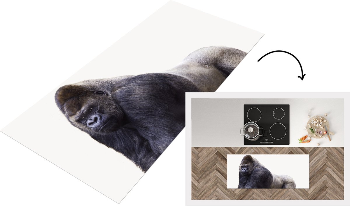 KitchenYeah Keukenloper - Loper keuken - Stoere jongenskamer - Gorilla - 120x50 cm - Keukenloper vinyl Multicolor
