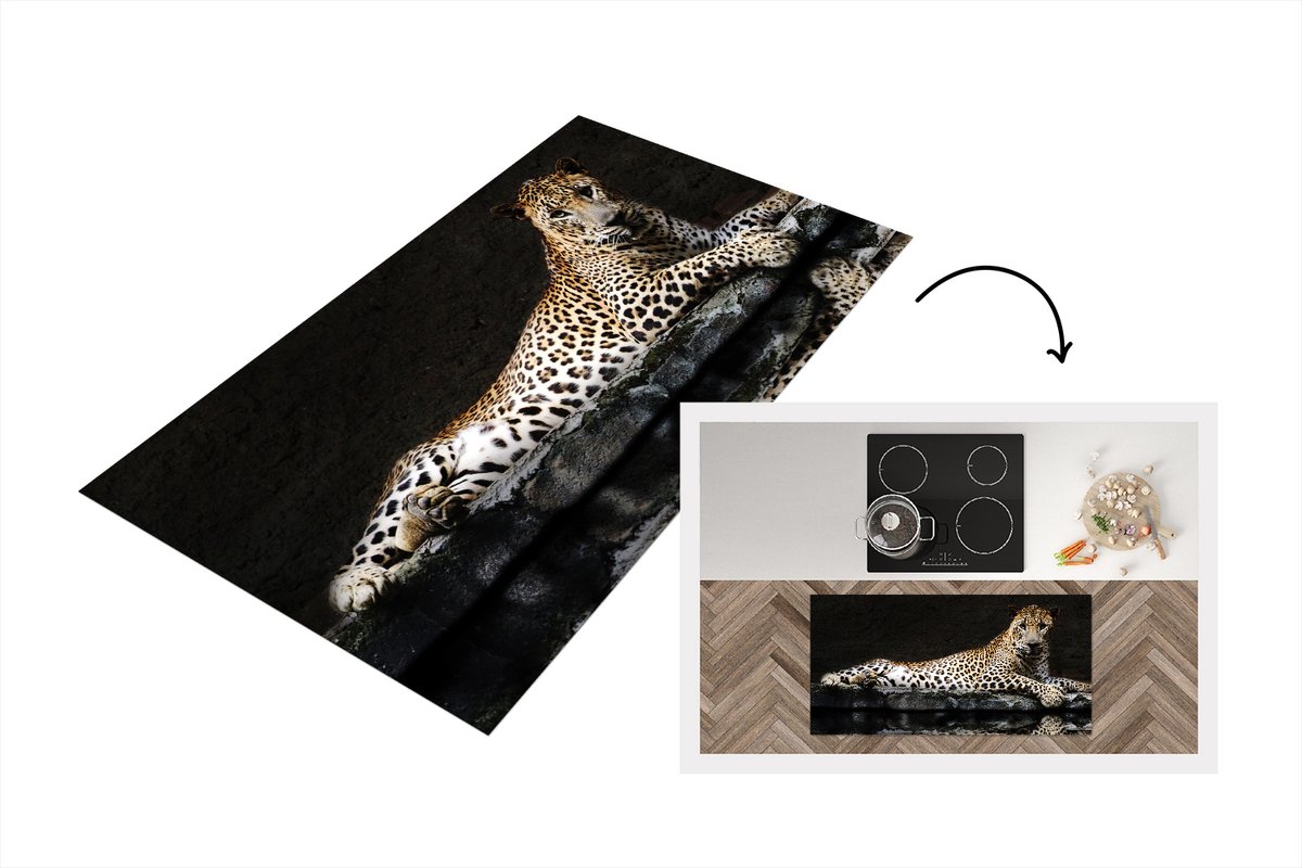 KitchenYeah Keukenloper - Loper keuken - Luipaard - Water - Bos - 120x60 cm - Keukenloper vinyl Multicolor