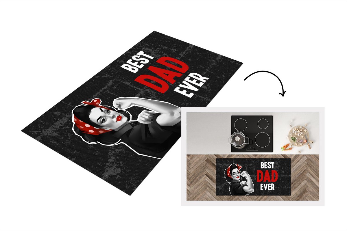 KitchenYeah Keukenloper - Loper keuken - Best dad ever - Papa - Spreuken - Quotes - 120x60 cm - Keukenloper vinyl Multicolor