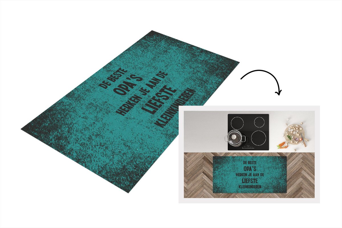 KitchenYeah Keukenloper - Loper keuken - Vaderdag - Opa cadeau - Spreuken - De beste opa's - Quote - 120x60 cm - Keukenloper vinyl Multicolor