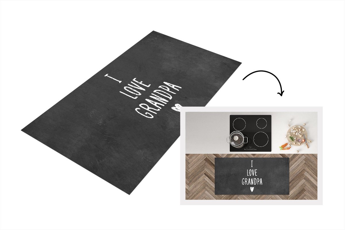 KitchenYeah Keukenloper - Loper keuken - Vaderdag - Cadeau opa - Spreuken - I love grandpa - Quote - 120x60 cm - Keukenloper vinyl Multicolor