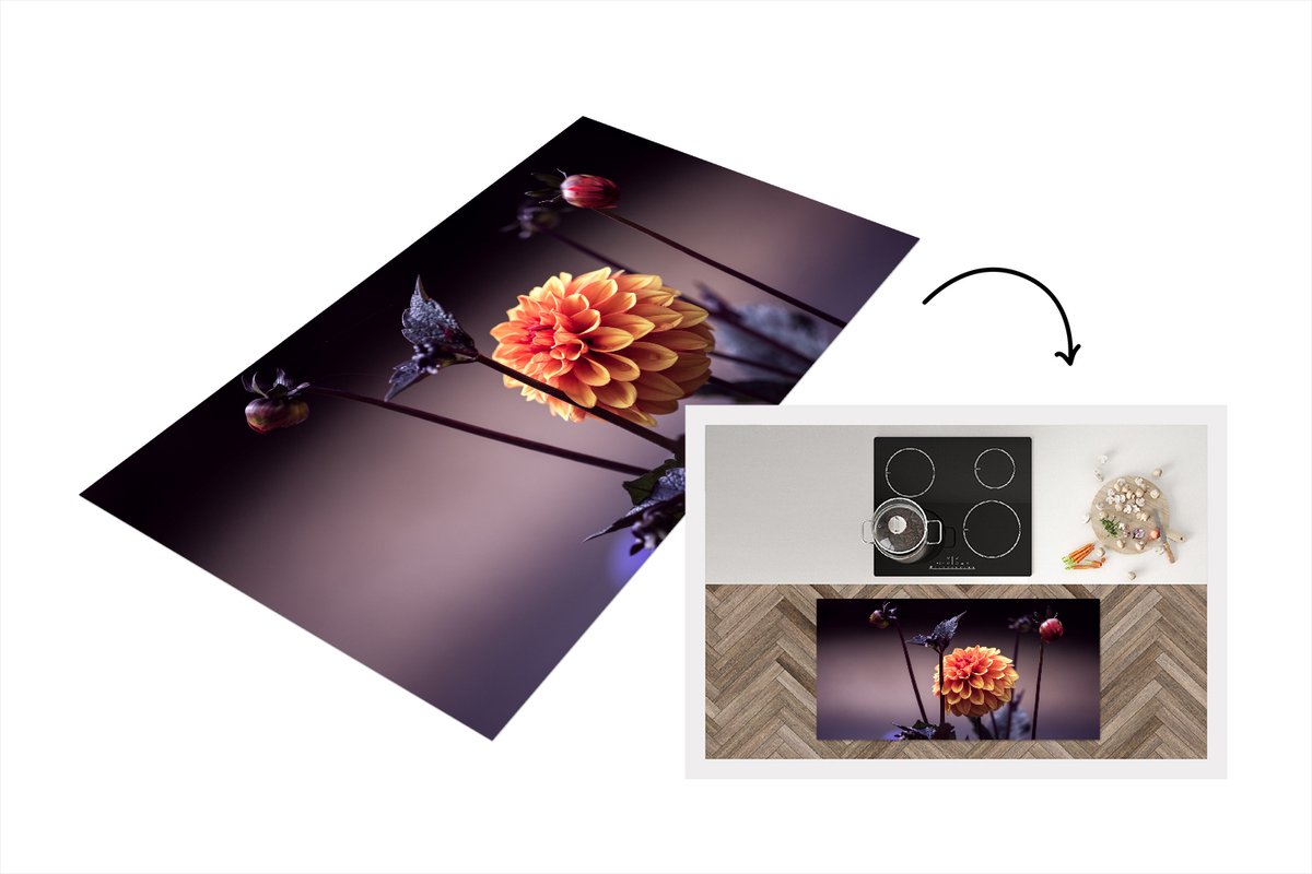 KitchenYeah Keukenloper - Loper keuken - Bloemen - Chrysant - Macro - 120x60 cm - Keukenloper vinyl Multicolor