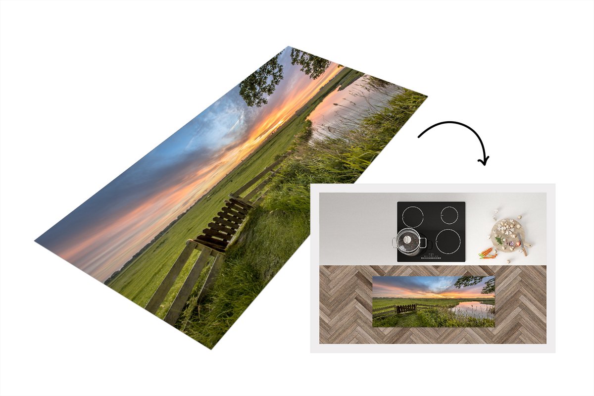 KitchenYeah Keukenloper - Loper keuken - Friesland - Hek - Landschap - Keukenloper vinyl Multicolor