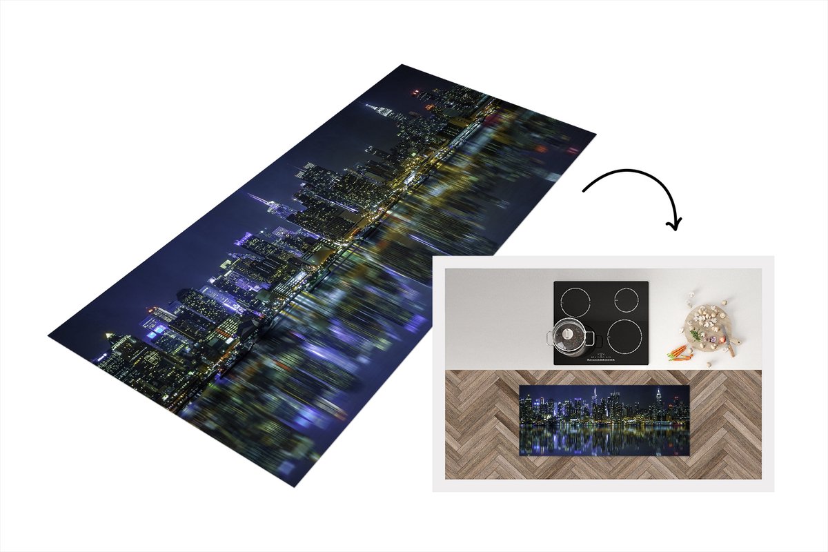 KitchenYeah Keukenloper - Loper keuken - New York - Skyline - Amerika - 120x50 cm - Keukenloper vinyl Multicolor