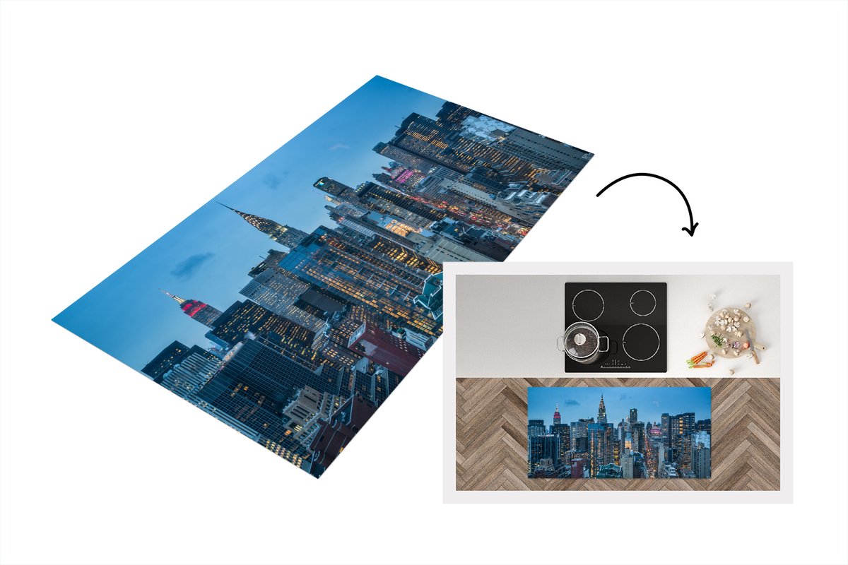 KitchenYeah Keukenloper - Loper keuken - New York - Skyline - Empire State Building - 120x60 cm - Keukenloper vinyl Multicolor