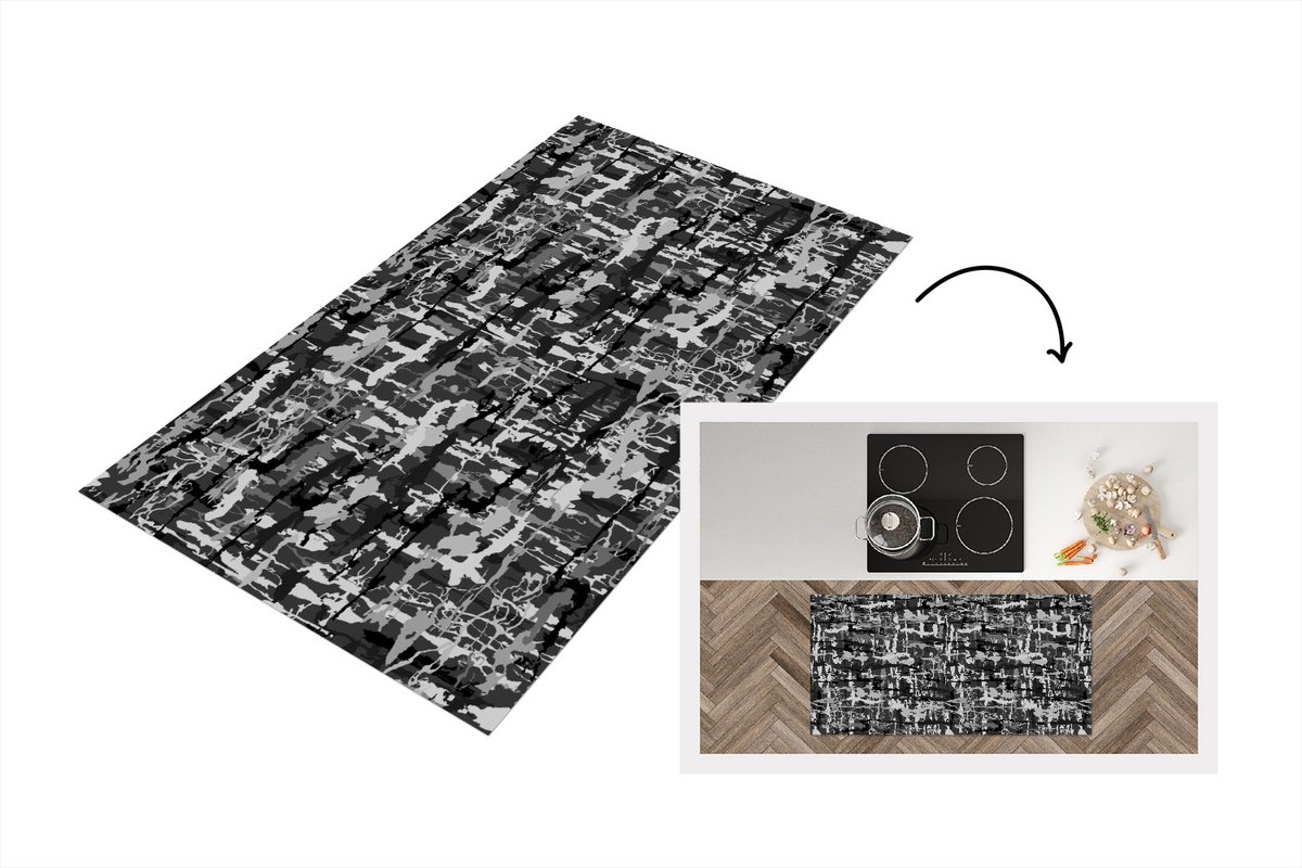 KitchenYeah Keukenloper - Loper keuken - Camouflage - Verf - Patronen - 120x60 cm - Keukenloper vinyl Multicolor