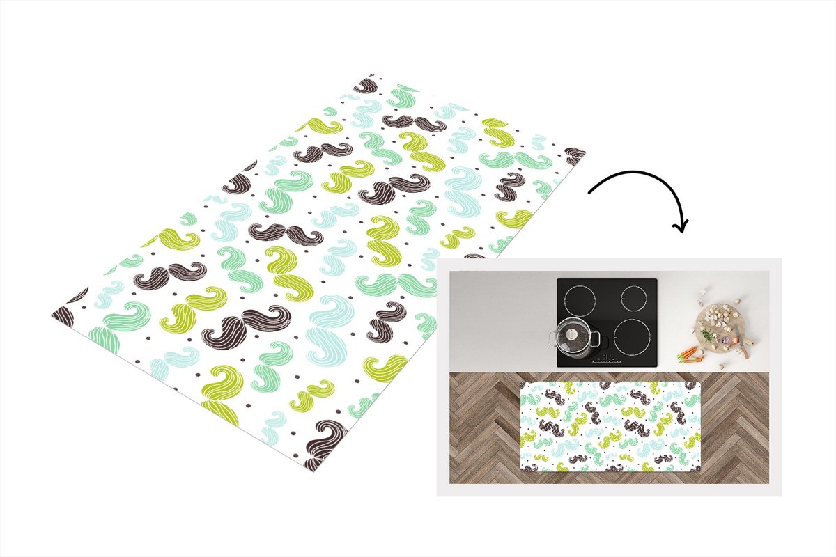 KitchenYeah Keukenloper - Loper keuken - Patronen - Snor - Kleuren - 120x60 cm - Keukenloper vinyl Multicolor