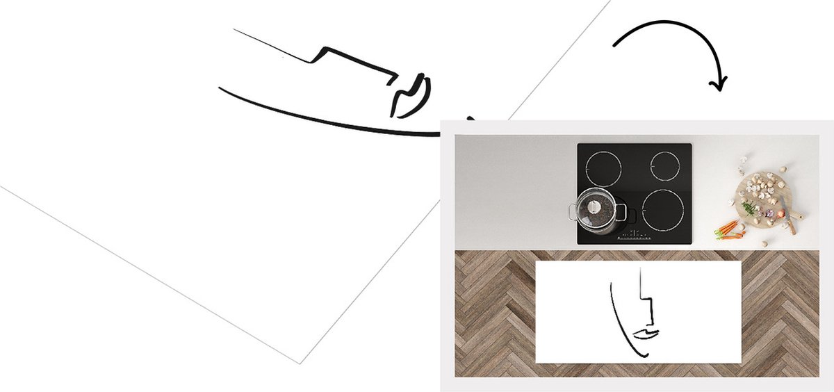 KitchenYeah Keukenloper - Loper keuken - Abstract - Vrouw - Zwart - Wit - Keukenloper vinyl, foto 2