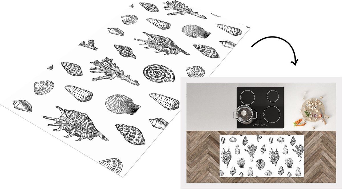 KitchenYeah Keukenloper - Loper keuken - Schelpen - Zee - Zomer - Patronen - Koraal - 120x60 cm - Keukenloper vinyl Multicolor