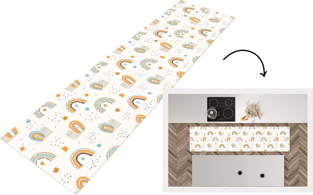 KitchenYeah Keukenloper - Loper keuken - Dieren - Patronen - Regenboog - Bloemen - Patronen - 240x60 cm - Keukenloper vinyl Multicolor