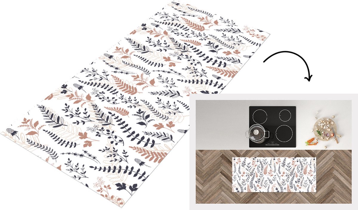 KitchenYeah Keukenloper - Loper keuken - Bladeren - Bloemen - Design - 120x50 cm - Keukenloper vinyl Multicolor