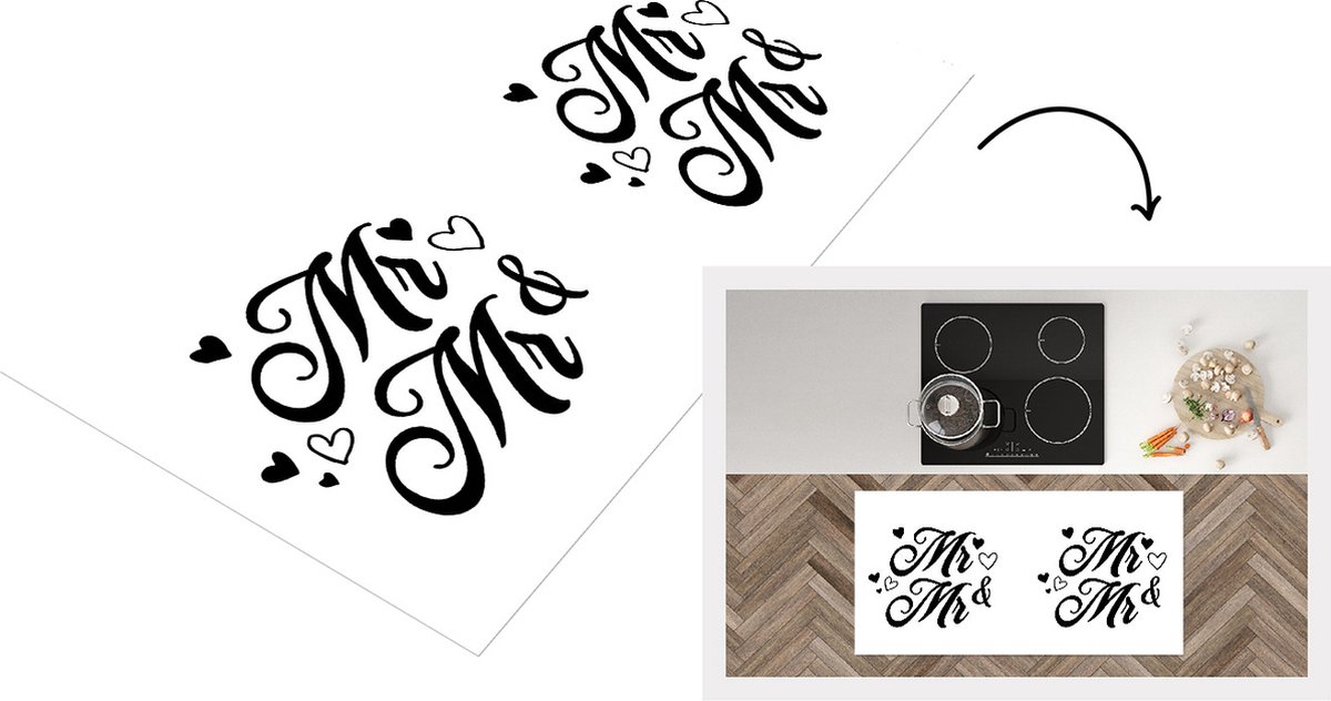 KitchenYeah Keukenloper - Loper keuken - Trouwen - 'Mr & Mr' - Spreuken - Quotes - 120x60 cm - Keukenloper vinyl Multicolor