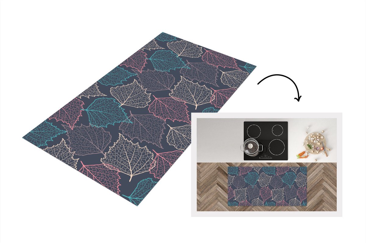 KitchenYeah Keukenloper - Loper keuken - Herfst - Patronen - Bladeren - 120x60 cm - Keukenloper vinyl Multicolor