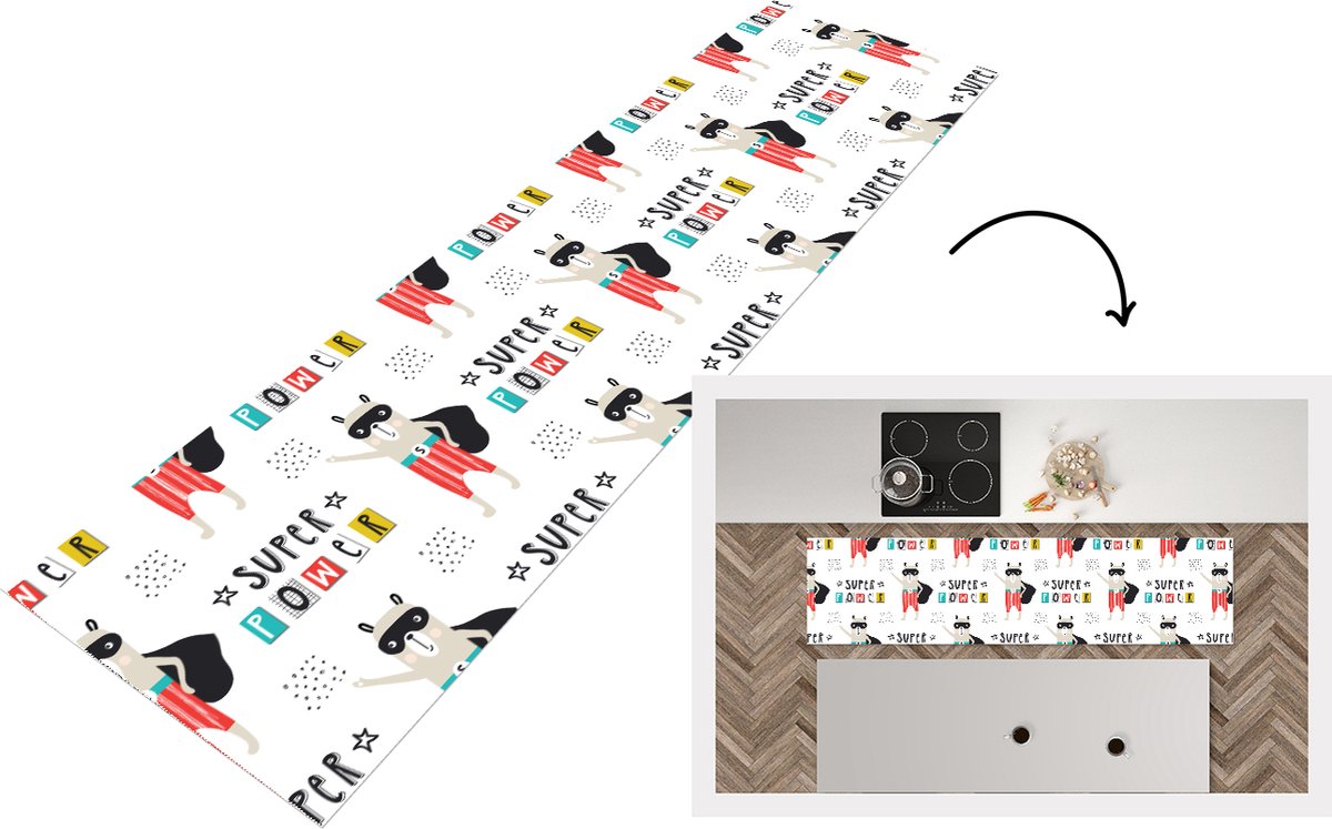 KitchenYeah Keukenloper - Loper keuken - Jongens - Patroon - Superheld - Keukenloper vinyl multicolor, foto 7