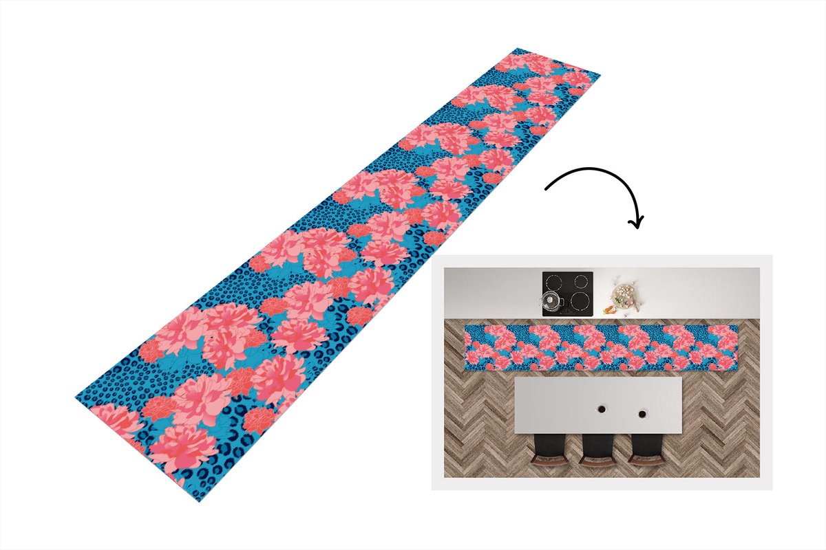 KitchenYeah Keukenloper - Loper keuken - Patronen - Jungle - Bloem - Luipaard print - 300x50 cm - Keukenloper vinyl Multicolor