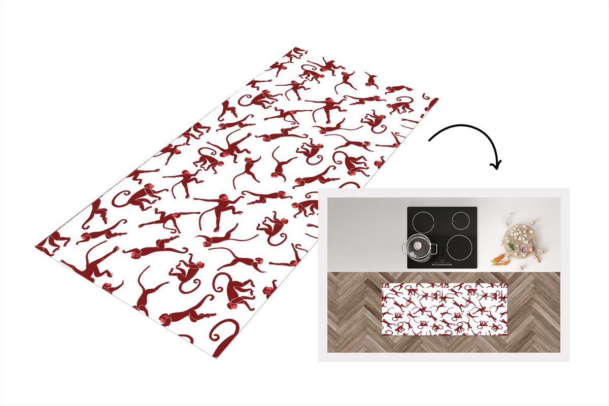 KitchenYeah Keukenloper - Loper keuken - Patronen - Jungle - Aap - Dier - 120x50 cm - Keukenloper vinyl Multicolor