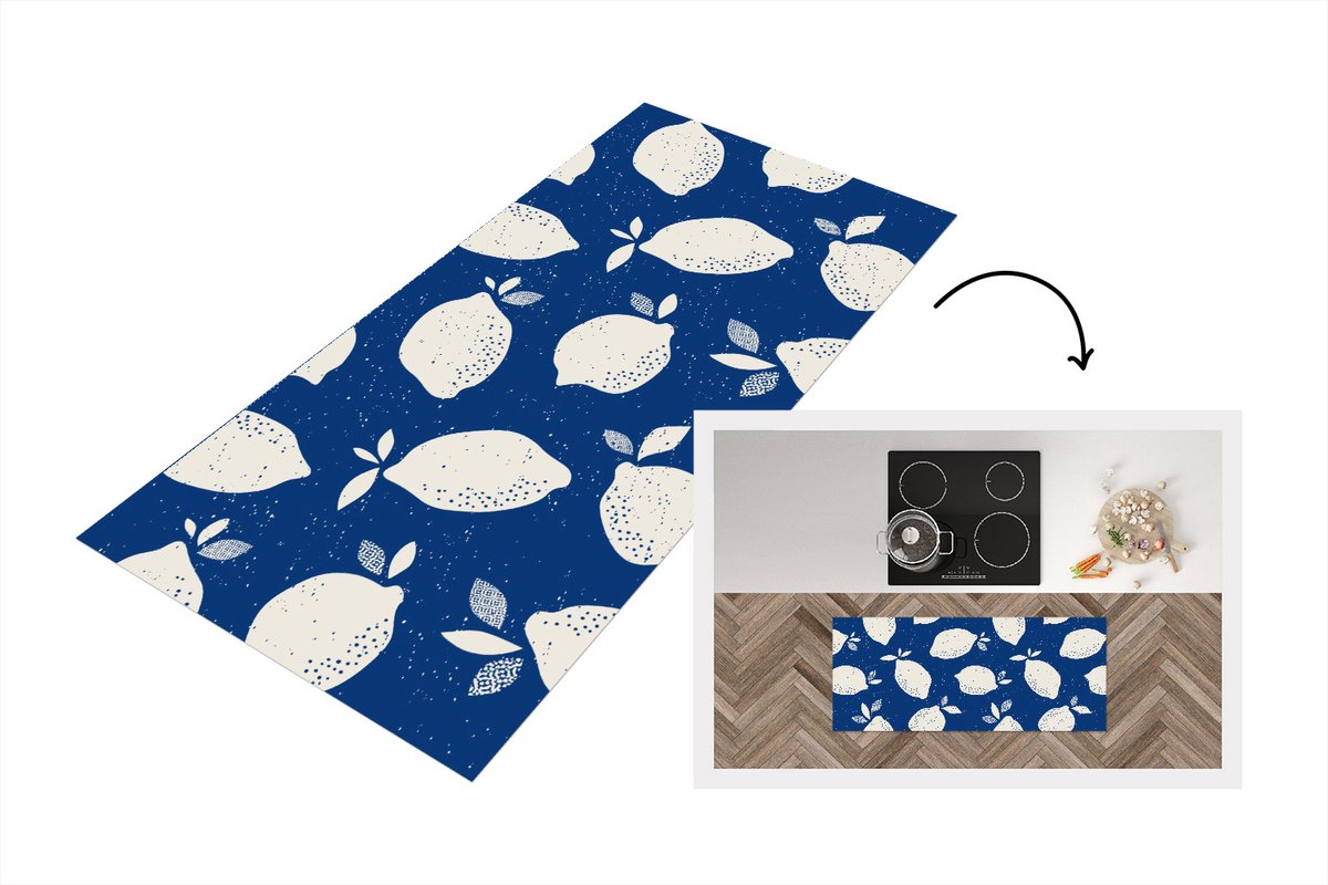 KitchenYeah Keukenloper - Loper keuken - Design - Citroen - Fruit - 120x50 cm - Keukenloper vinyl Multicolor