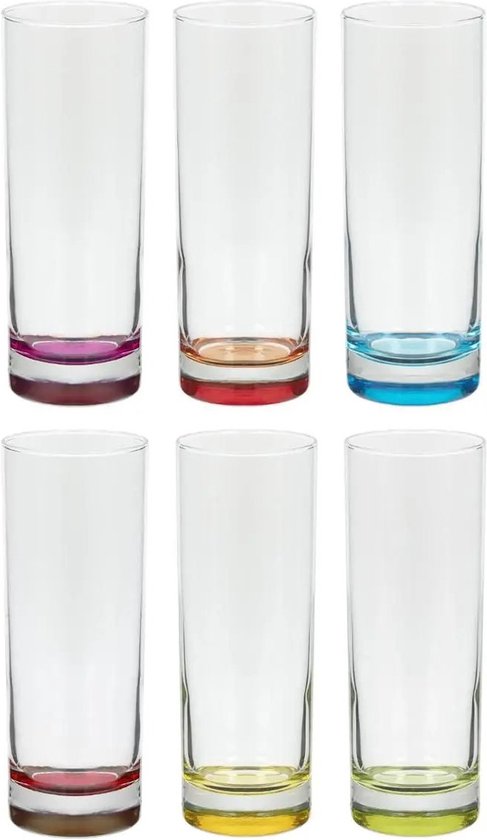 Set van 6x stuks longdrink glazen Colori 310 ml van glas - Drinkglazen - Waterglazen - Secret de Gourmet