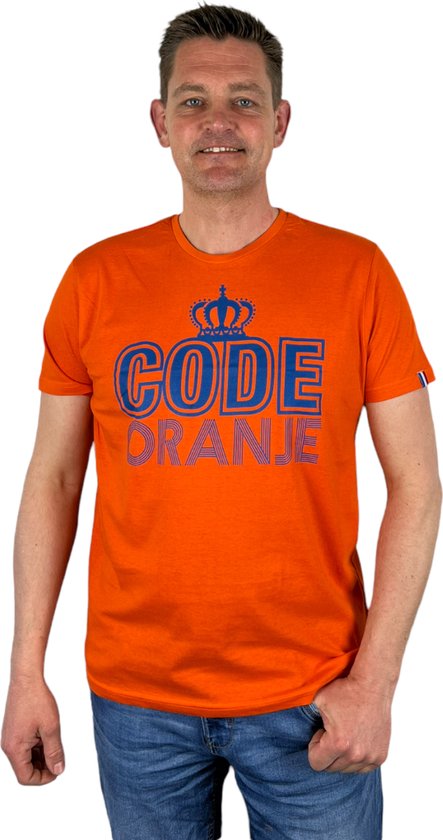 Oranje Heren T-Shirt - Code Oranje -  Voor Koningsdag - Holland - Formule 1 - EK/WK Voetbal - Maat L