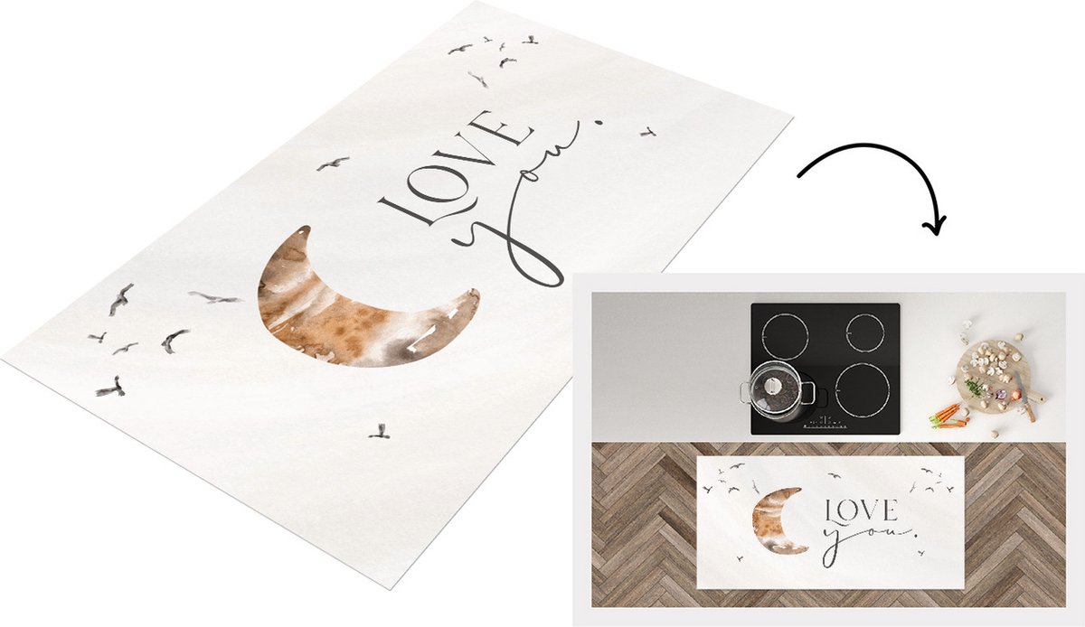 KitchenYeah Keukenloper - Loper keuken - Spreuken - Kinderen - Quotes - Love you - 120x60 cm - Keukenloper vinyl Multicolor