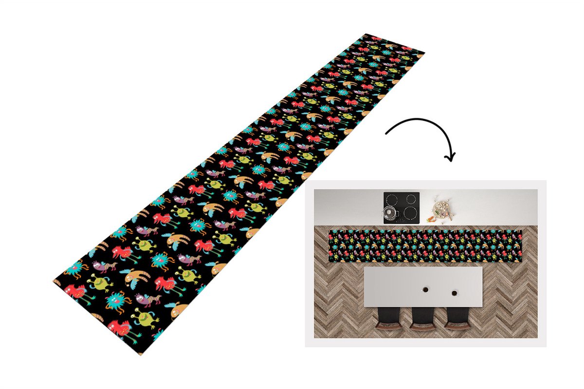 KitchenYeah Keukenloper - Loper keuken - Design - Monster - Kinderen - Kleur - Keukenloper vinyl multicolor, foto 3