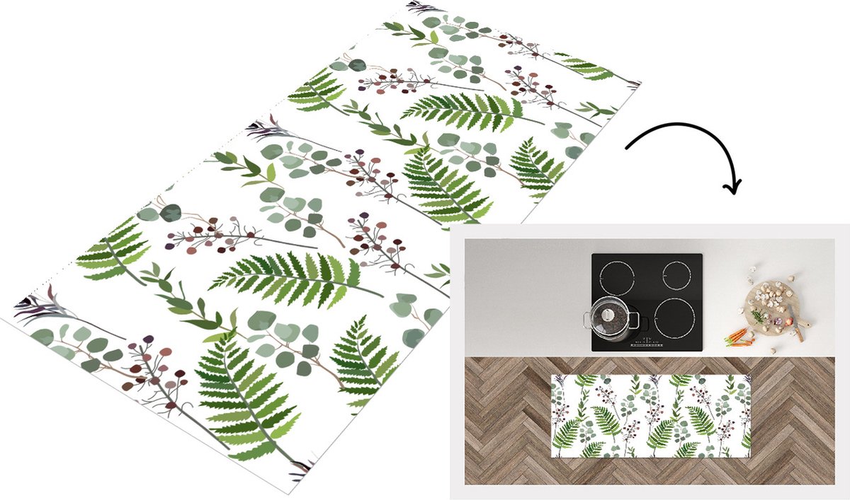 KitchenYeah Keukenloper - Loper keuken - Planten - Patronen - Bladeren - Kruiden - 120x50 cm - Keukenloper vinyl Multicolor