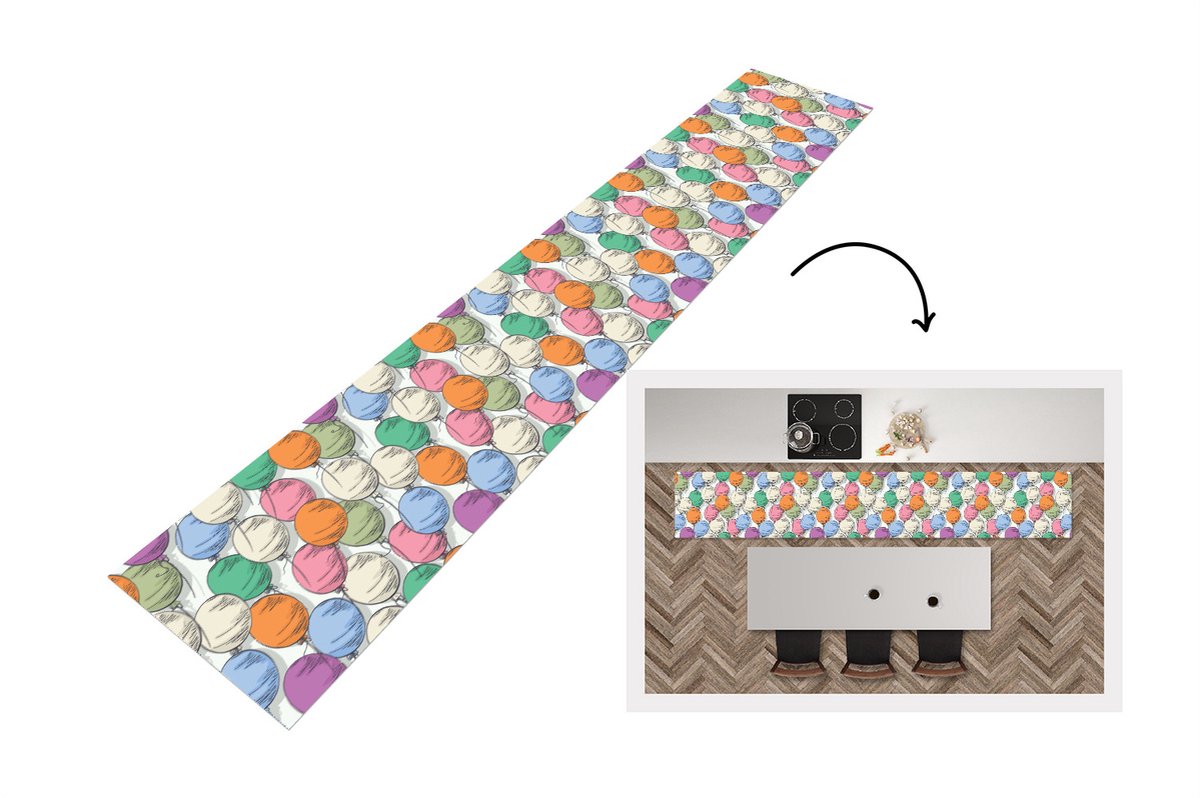 KitchenYeah Keukenloper - Loper keuken - Ballonnen - Patroon - Feest - Keukenloper vinyl multicolor, foto 6