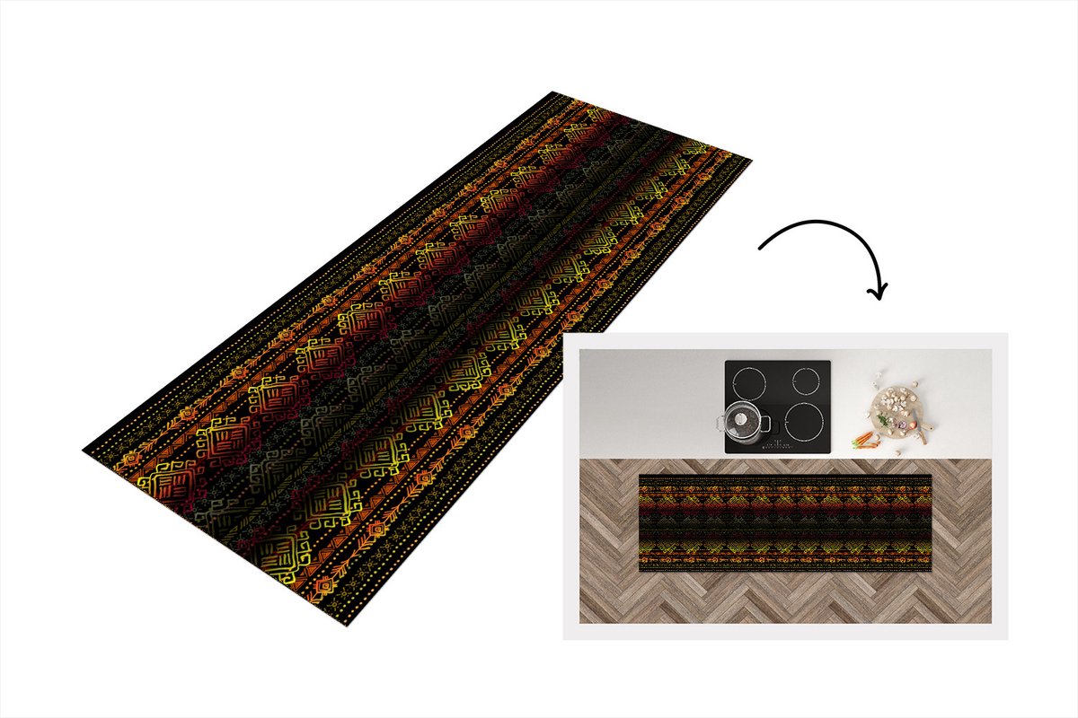 KitchenYeah Keukenloper - Loper keuken - Afrika - Patronen - Abstract - 150x50 cm - Keukenloper vinyl Multicolor