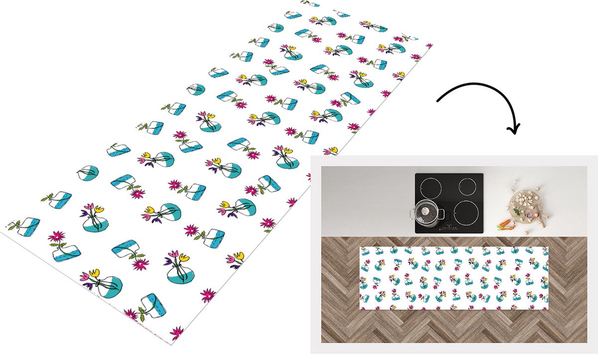 Keukenloper - Loper keuken - Bloemen - Patronen - Lente - 150x50 cm - Keukenloper vinyl
