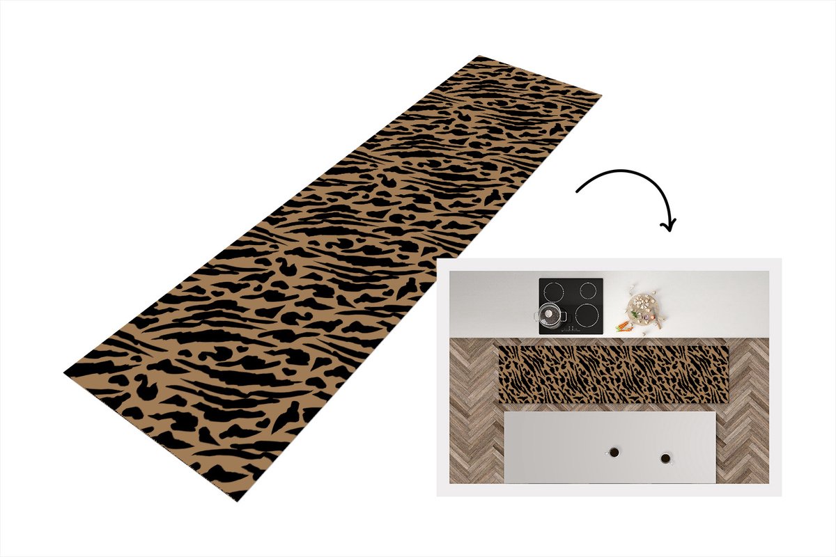 KitchenYeah Keukenloper - Loper keuken - Patronen - Design - Panterprint - 240x60 cm - Keukenloper vinyl Multicolor