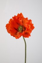 Kunstbloem Klaproos - topkwaliteit decoratie - Oranje - zijden tak - 75 cm hoog