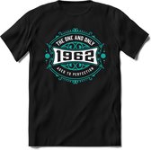 1962 The One And Only | Feest Kado T-Shirt Heren - Dames | Cobalt - Wit | Perfect Verjaardag Cadeau Shirt | Grappige Spreuken - Zinnen - Teksten | Maat XXL