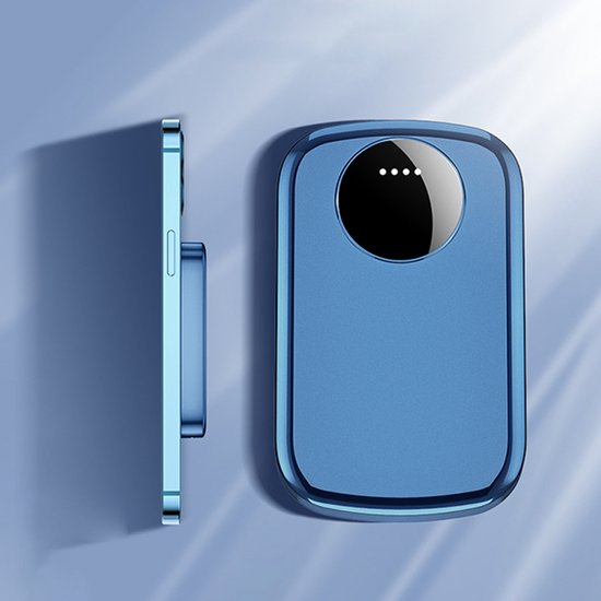Powerbank voor iPhone 14 / 13 en 12 - Magnetisch Draadloze Oplader - Draadloze Powerbank met Magnetische Magneet 5.000 mAh - Snellader -  Wireless Charger - Blauw