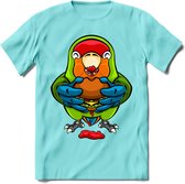 Lekkerbek papegaai T-Shirt Grappig | Dieren vogel agapornis Kleding Kado Heren / Dames | Fastfood Cadeau shirt - Licht Blauw - XXL