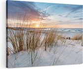 Artaza Canvas Schilderij Strand en Zee vanuit Duinen - 120x80 - Groot - Foto Op Canvas - Wanddecoratie Woonkamer
