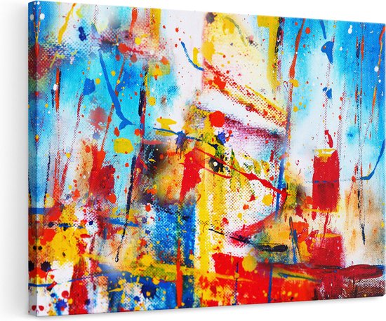 Artaza Canvas Schilderij Abstracte Kunst - Kleurvolle Hand Gemaakte Acryl - 120x80 - Groot - Foto Op Canvas - Wanddecoratie