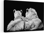 Artaza - Peinture Sur Toile - Famille Lion - Lion - Zwart Wit - 90x60 - Tableau Sur Toile - Impression Sur Toile