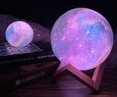 AO® Galaxy Lamp / Maan Lamp - Tafellamp - 16 Kleuren - 9 dimstanden - Nachtlamp - 3D geprint - Duurzaam materiaal - Tafellamp - Nachtlamp - Led kleuren met afstands