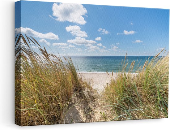 Artaza - Canvas Schilderij - Strand en Zee vanuit Duinen - Foto Op Canvas - Canvas Print
