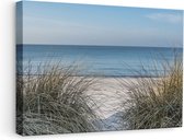 Artaza Canvas Schilderij Strand en Zee vanuit de Duinen - 60x40 - Foto Op Canvas - Canvas Print